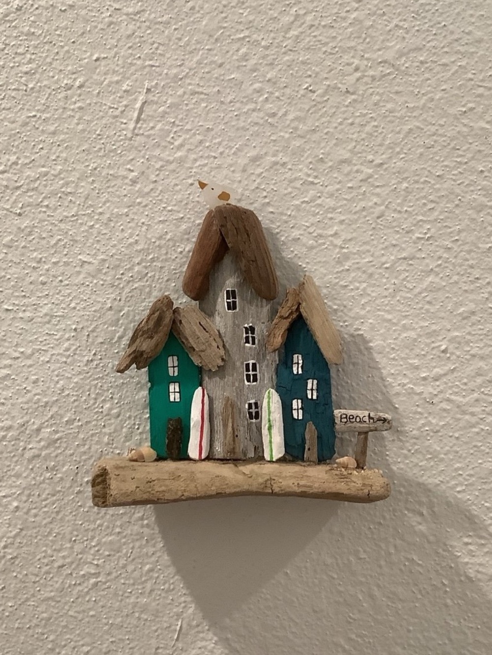 Driftwood Art, Driftwood Beach Houses, Sea Glass Seagull ,Coastal Decor